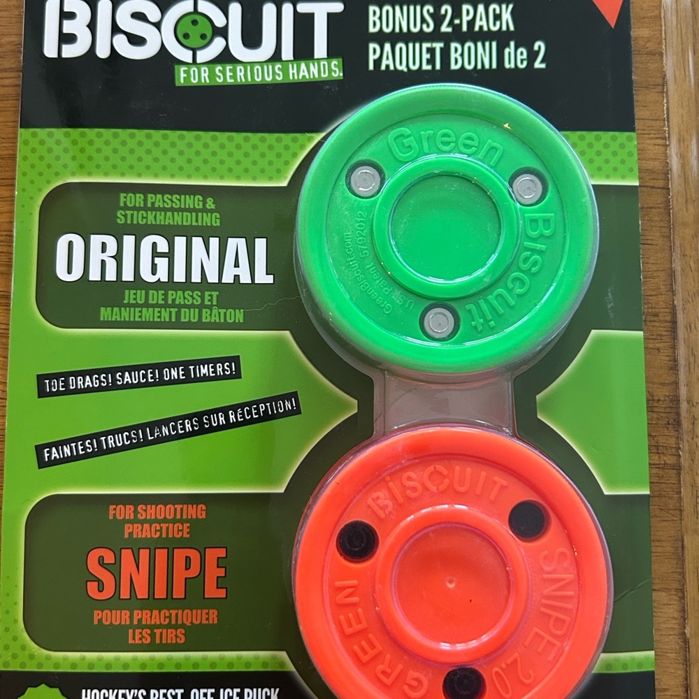 New Biscuit Original and Snipe Hockey Puck Set
